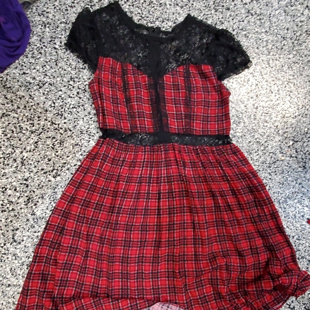Red and black checkered dress